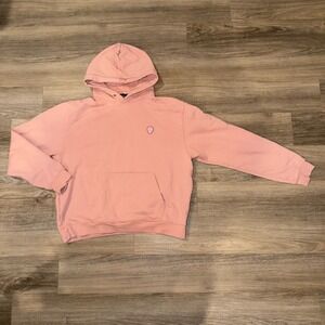 The Kooples Skull Hoodie Pink Pullover Sweatshirt Men's XL Paris Streetwear